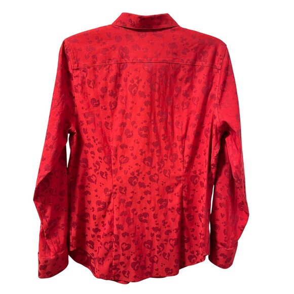 Chicos Red Heart Pattern Button-Up Shirt Size Medium Shirt - Picture 9 of 12